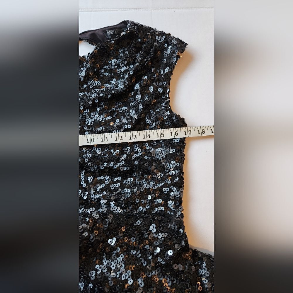 Rachel Zoe Open Back Sheath Knott Sequin Mini Dress in Black Size 10 - Picture 12 of 16